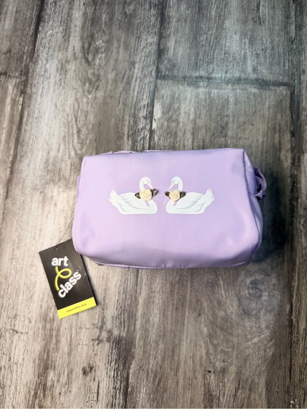 art class Lavender Swan Makeup Bag